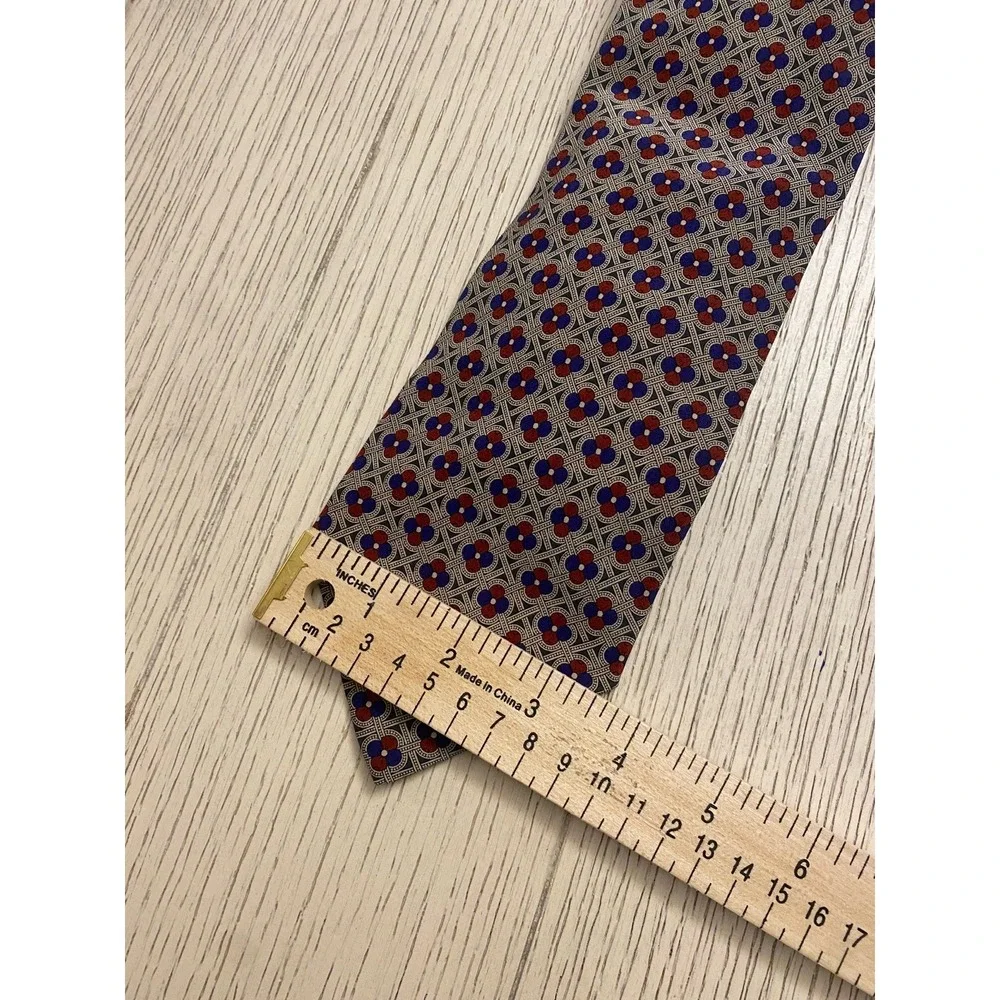 VALENTINO Vintage Cravatte Geometric Print  Silk Tie Made in Italy